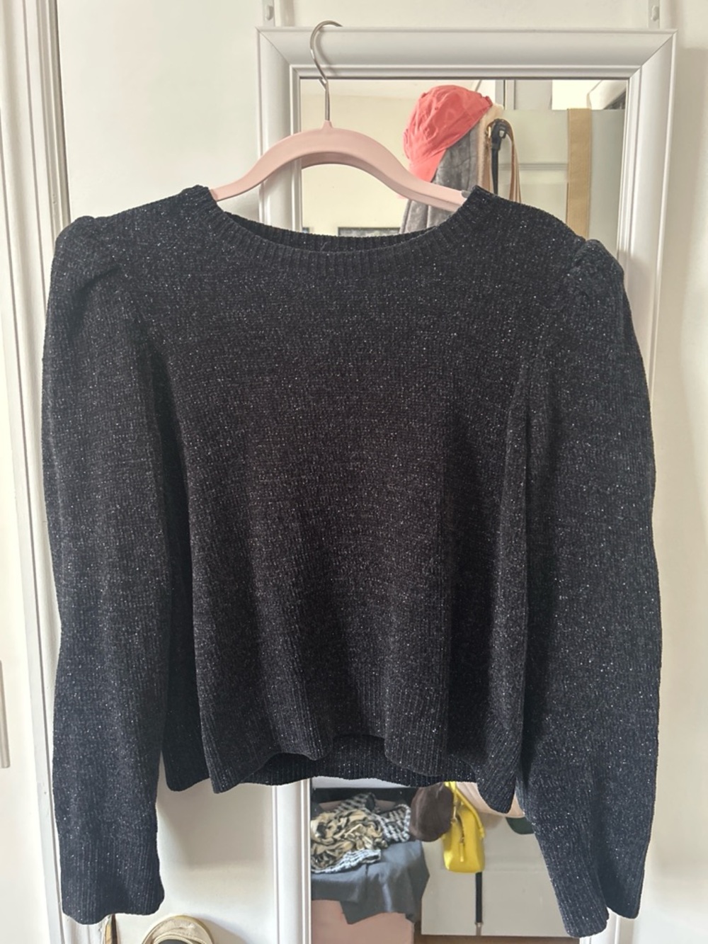 Michael Kors Black Sparkle Ribbed Knit Sweater